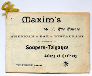 Programme Maxim's  27 f&eacute;vrier 1900